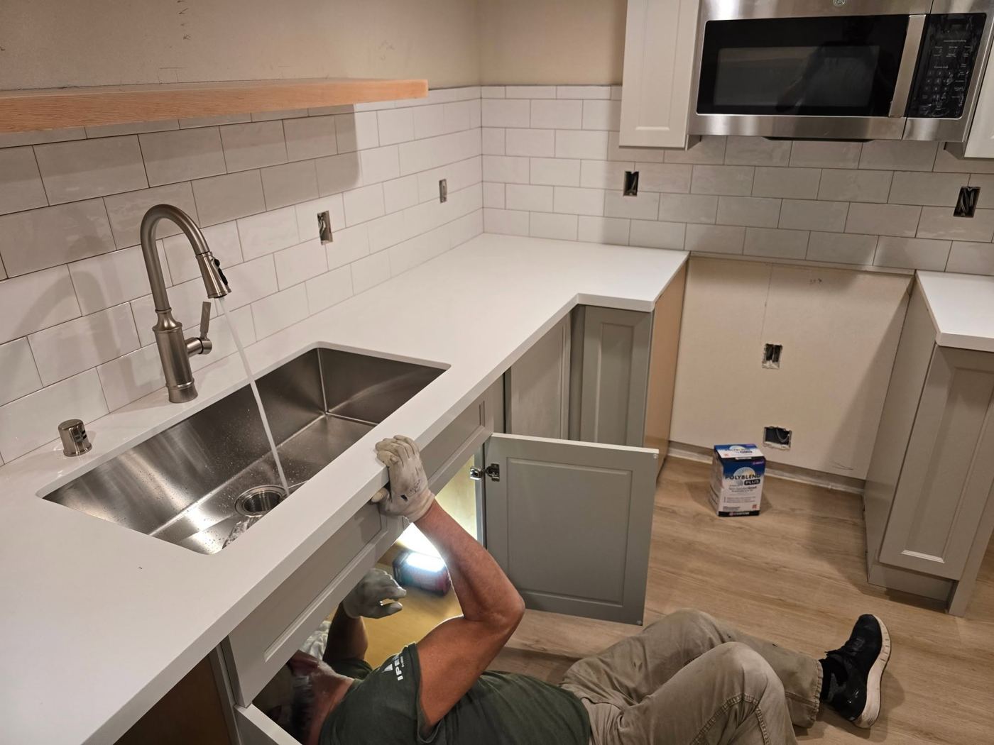 Kitchen remodel sink and faucet hookup by A3 Plumbing